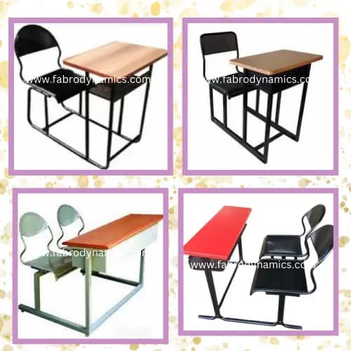 perforated metal chair dual desk and benches